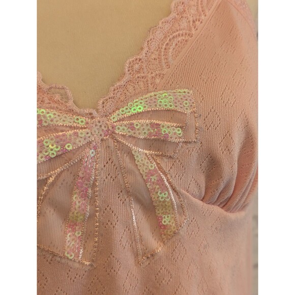 ROMWE Pink Lace Trim Tank Top - Picture 3 of 7